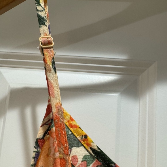 Ophelia Roe Drawstring Waist Smocked back Sundress Flounced Yellow Floral Sz XL - Picture 10 of 13